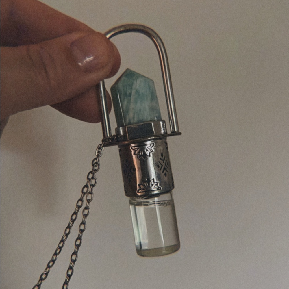 Silver and Blue Crystal Pendant Necklace